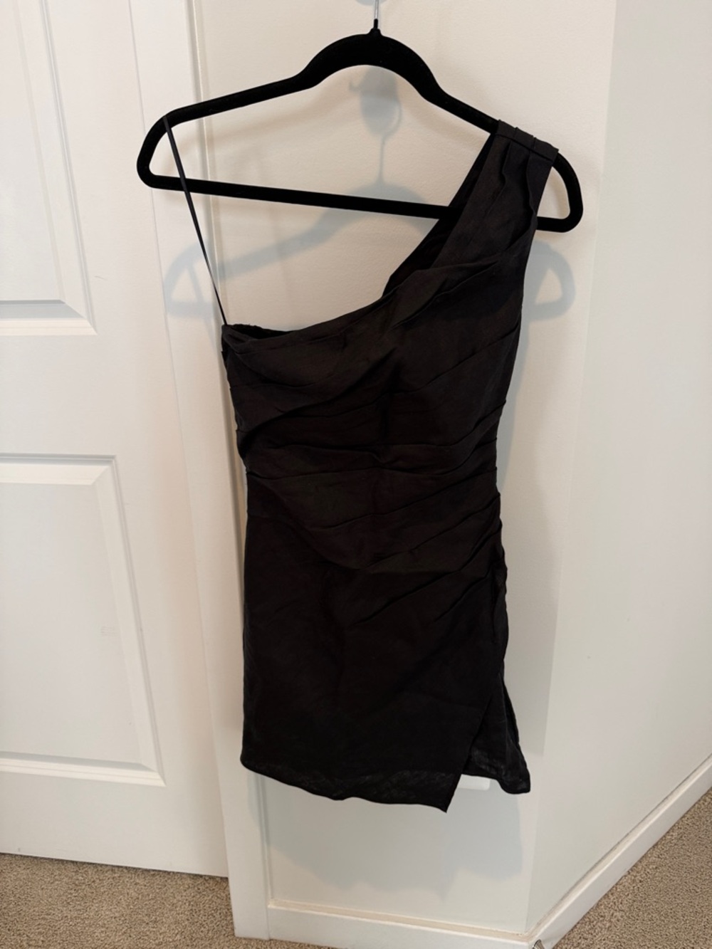 Reformation One-Shoulder Black Cocktail Dress